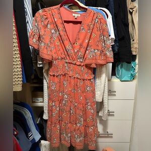 Max Studio Orange and White Maxi Dress